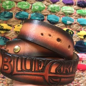 Blue Grass Leather stamped belt banjo guitar